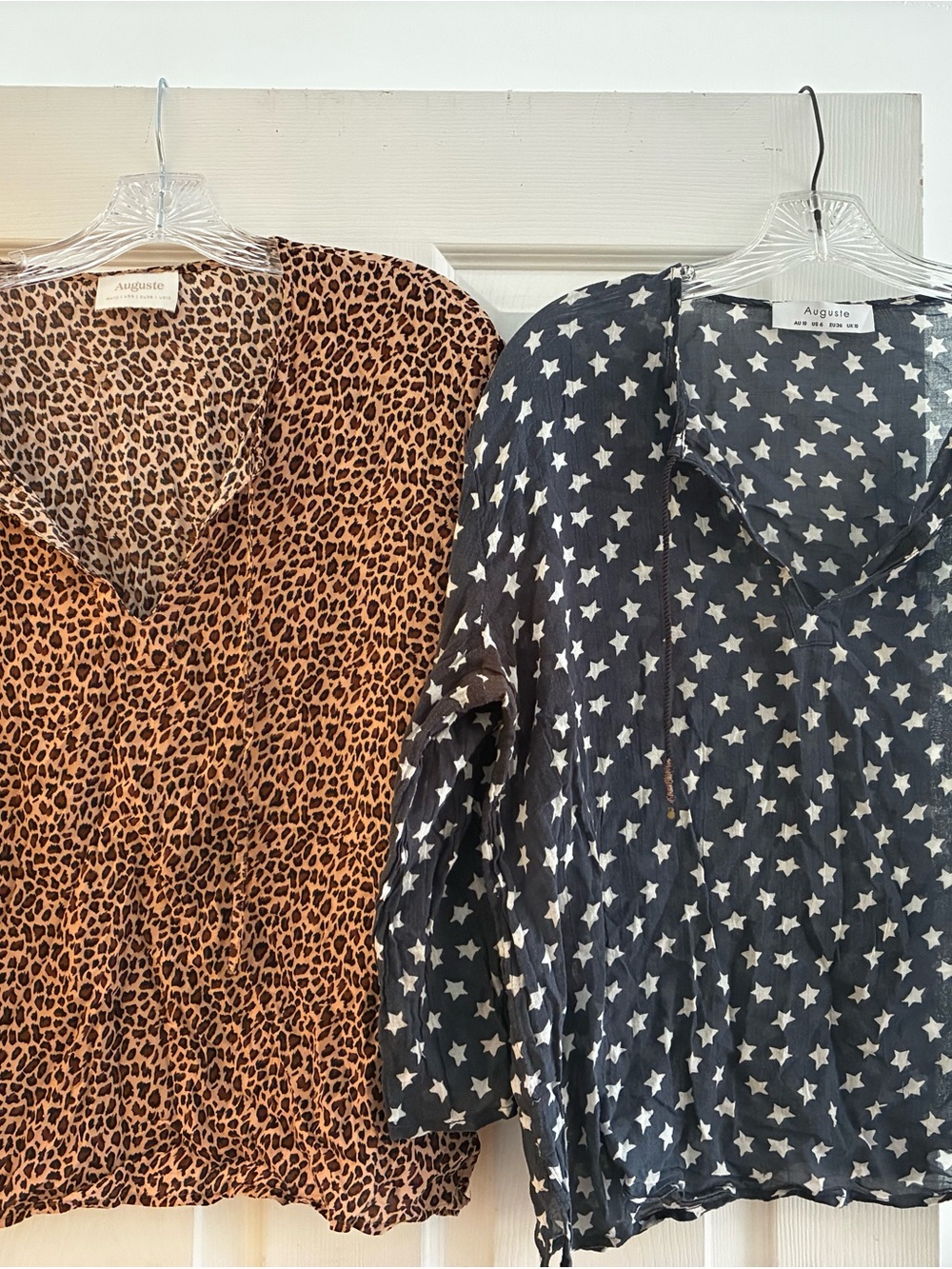 Auguste the Label TWO Leopard Print Star Print V-Neck Tops Blouses US 6